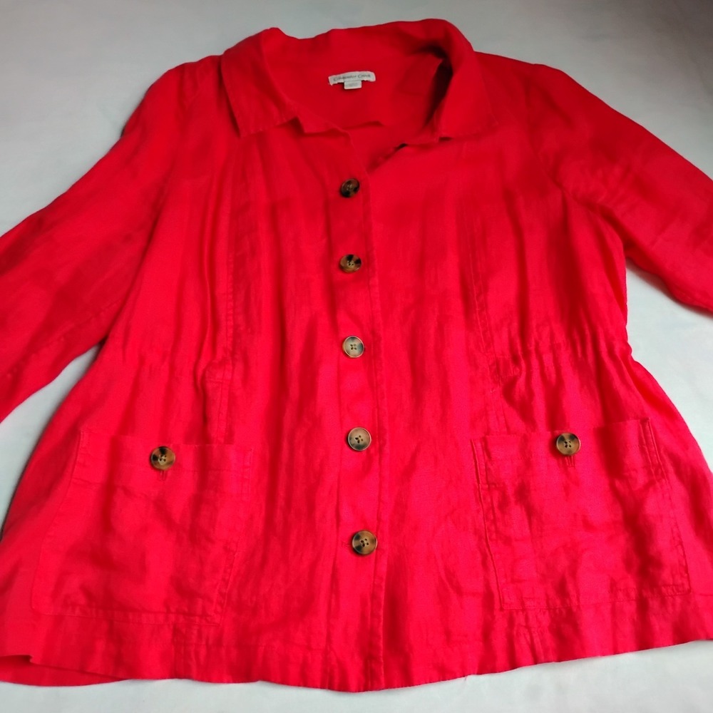 Coldwater Creek Blazer 20 22 100 Linen Shirt Capsule Office Preppy Work Corp‎